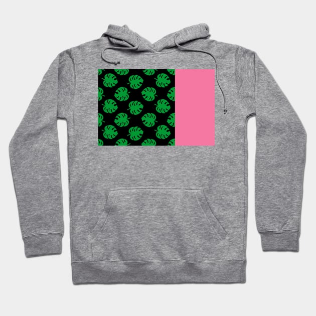 Philodendron Pattern Black & Pink Hoodie by XOOXOO